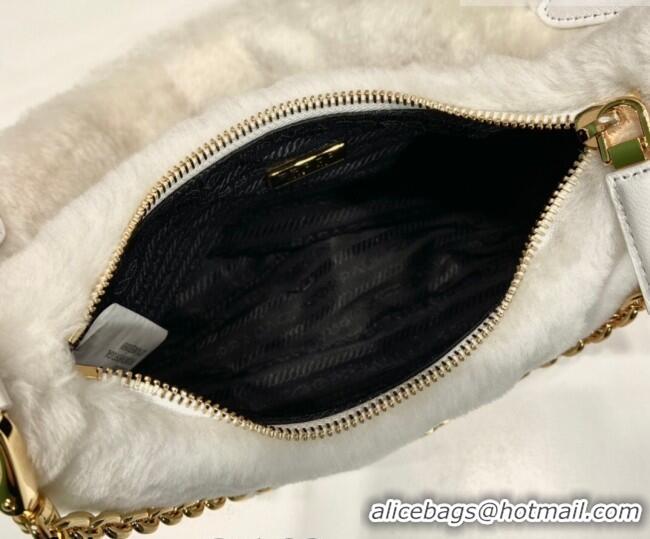 Best Price Prada Re-Edition mini shearling bag 1BC204 White 2026