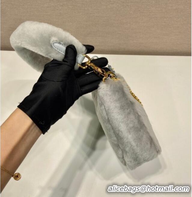 Best Quality Prada Re-Edition mini shearling bag 1BC204 Grey 2026