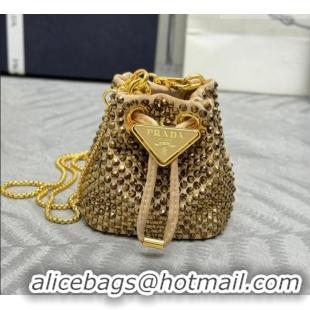 Good Product Prada Crystal Embellished Satin Mini Pouch 1NR016 Gold 2026