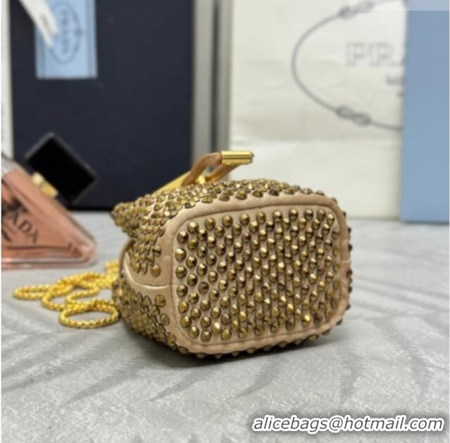 Good Product Prada Crystal Embellished Satin Mini Pouch 1NR016 Gold 2026
