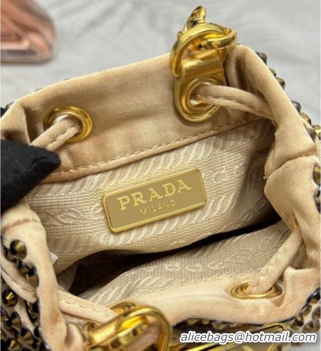 Good Product Prada Crystal Embellished Satin Mini Pouch 1NR016 Gold 2026