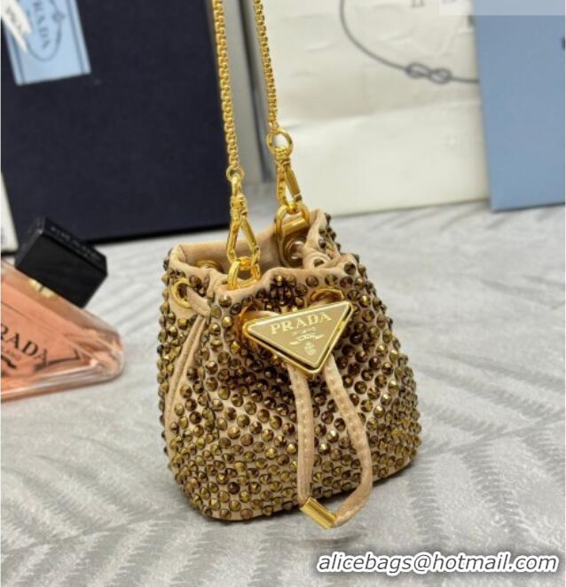 Good Product Prada Crystal Embellished Satin Mini Pouch 1NR016 Gold 2026