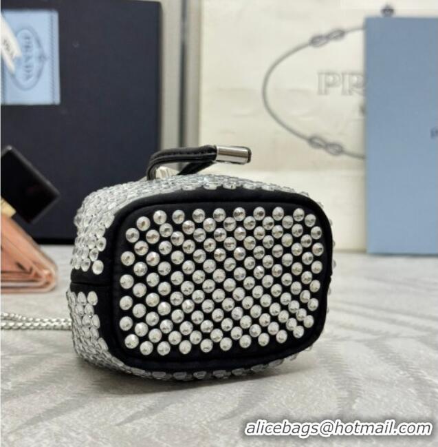 Best Quality Prada Crystal Embellished Satin Mini Pouch 1NR016 Clear 2026