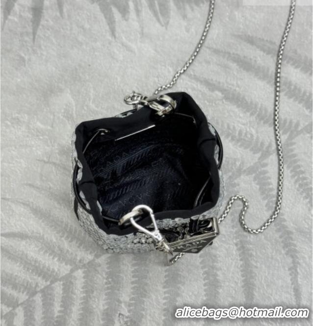 Best Quality Prada Crystal Embellished Satin Mini Pouch 1NR016 Clear 2026