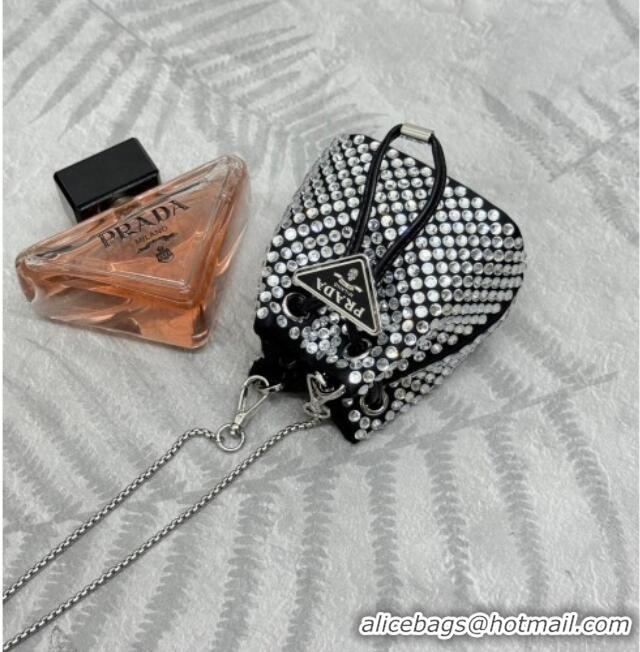 Best Quality Prada Crystal Embellished Satin Mini Pouch 1NR016 Clear 2026