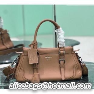 Luxury Cheap Prada Large leather tote bag 1BG604 Brown 2026