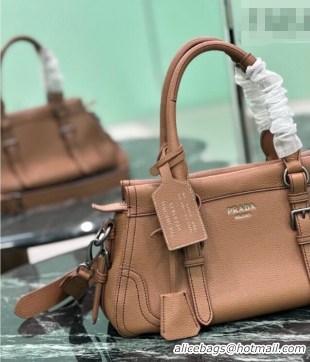 Luxury Cheap Prada Large leather tote bag 1BG604 Brown 2026