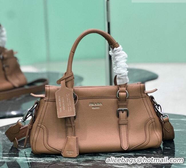 Luxury Cheap Prada Large leather tote bag 1BG604 Brown 2026