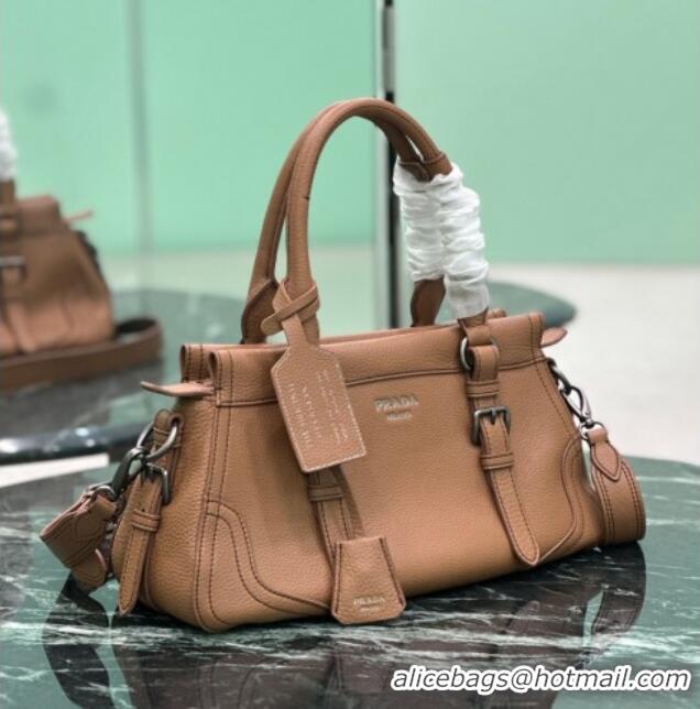 Luxury Cheap Prada Large leather tote bag 1BG604 Brown 2026