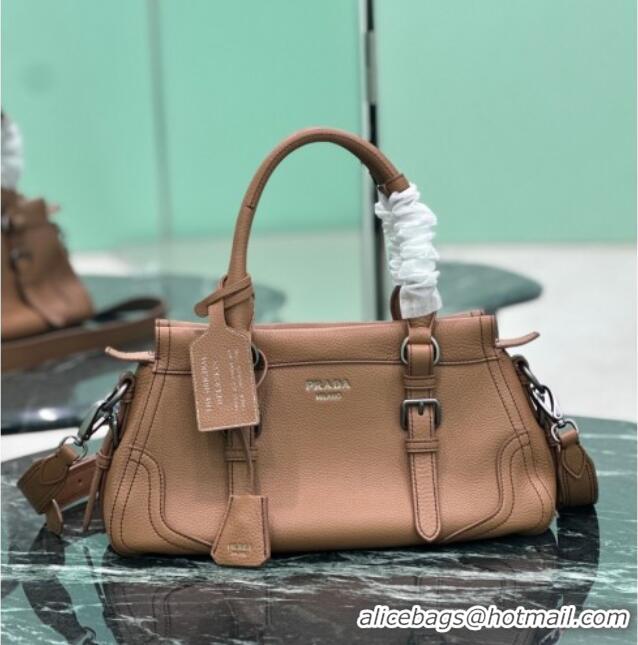 Luxury Cheap Prada Large leather tote bag 1BG604 Brown 2026