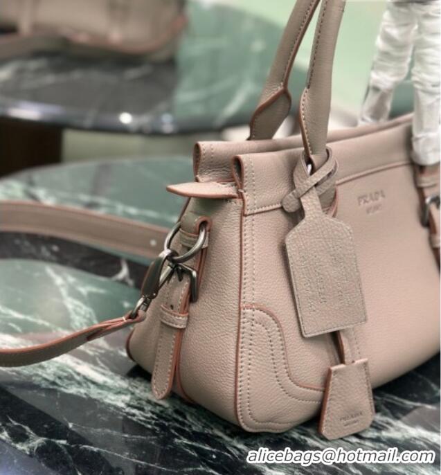 New Design Prada Large leather tote bag 1BG604 Grey 2026