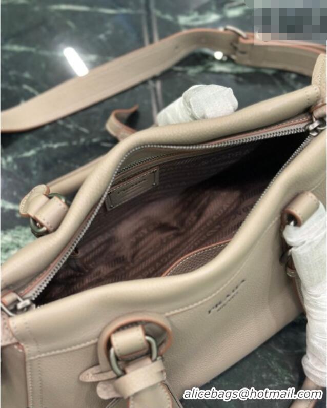 New Design Prada Large leather tote bag 1BG604 Grey 2026