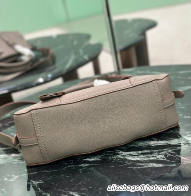 New Design Prada Large leather tote bag 1BG604 Grey 2026