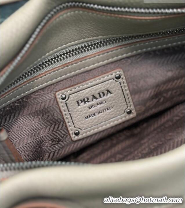 New Design Prada Large leather tote bag 1BG604 Grey 2026