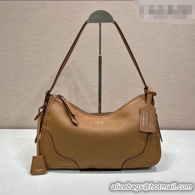 Big Discount Prada Aimee large leather shoulder bag 1BC280 Brown 2026