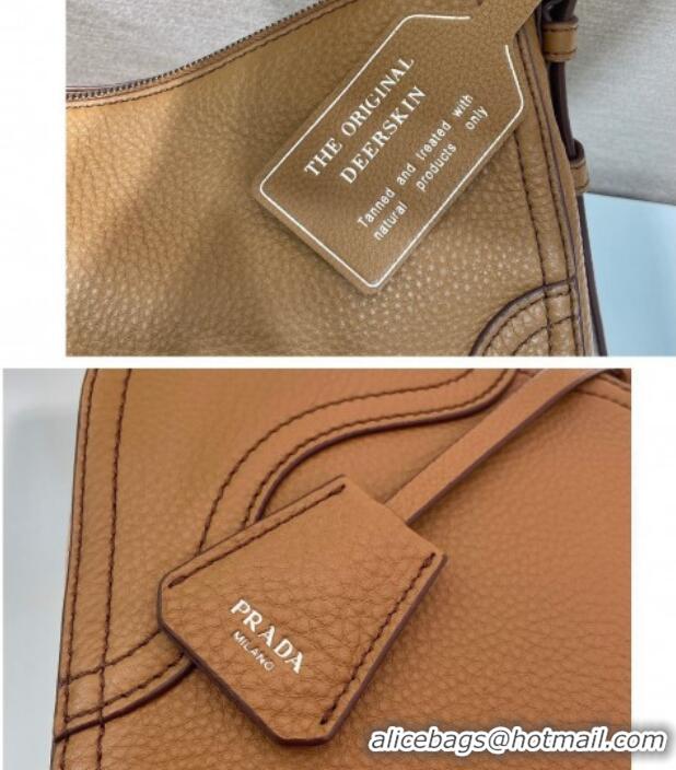 Big Discount Prada Aimee large leather shoulder bag 1BC280 Brown 2026