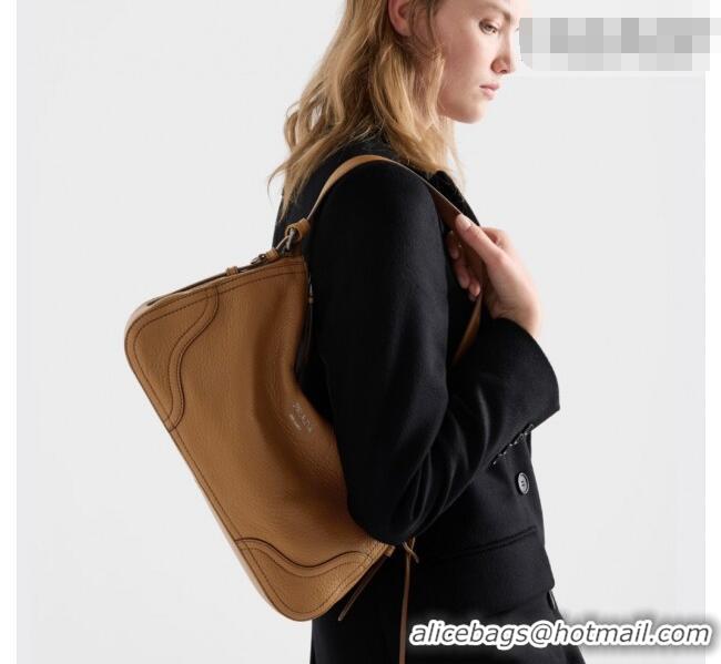 Big Discount Prada Aimee large leather shoulder bag 1BC280 Brown 2026