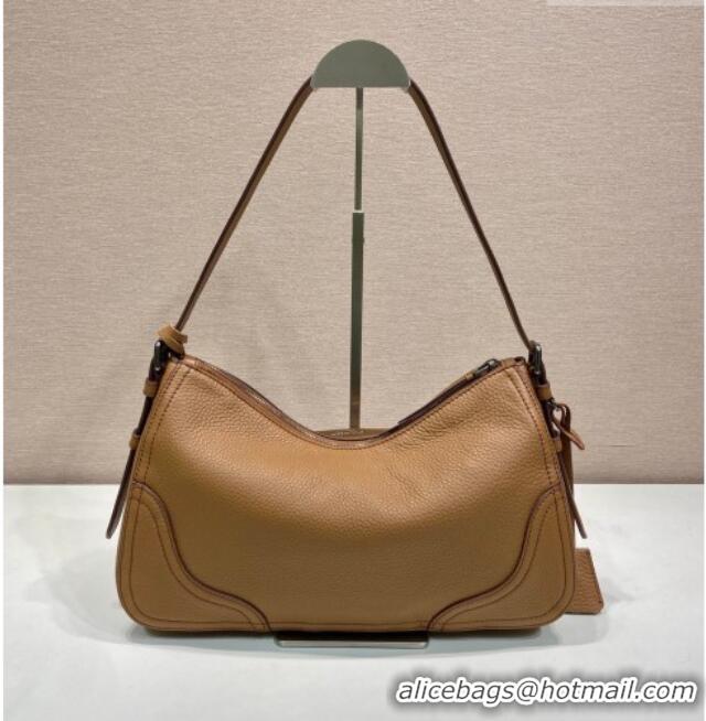 Big Discount Prada Aimee large leather shoulder bag 1BC280 Brown 2026