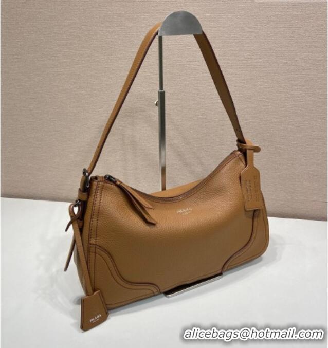 Big Discount Prada Aimee large leather shoulder bag 1BC280 Brown 2026