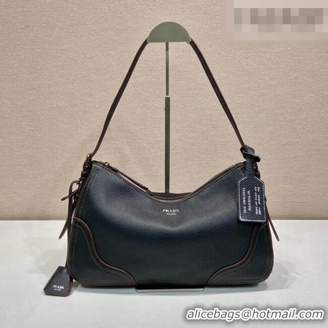 Top Quality Prada Aimee large leather shoulder bag 1BC280 Black 2026