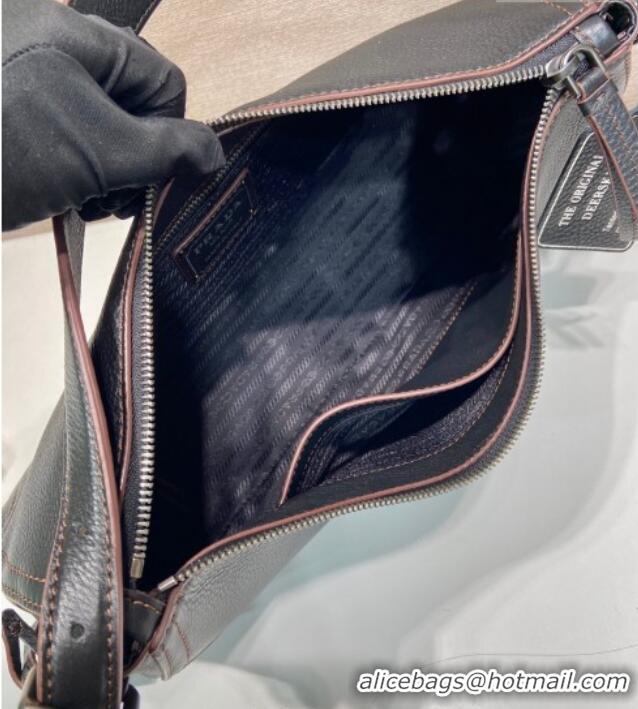 Top Quality Prada Aimee large leather shoulder bag 1BC280 Black 2026