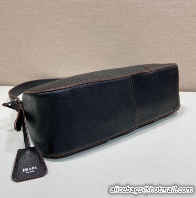 Top Quality Prada Aimee large leather shoulder bag 1BC280 Black 2026