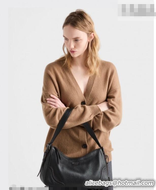 Top Quality Prada Aimee large leather shoulder bag 1BC280 Black 2026