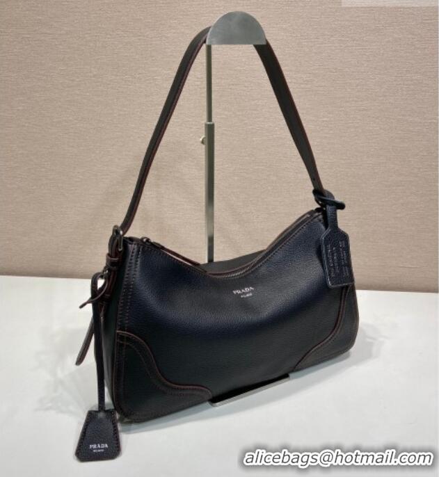 Top Quality Prada Aimee large leather shoulder bag 1BC280 Black 2026