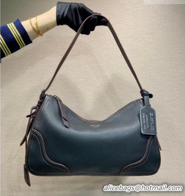 Top Quality Prada Aimee large leather shoulder bag 1BC280 Black 2026