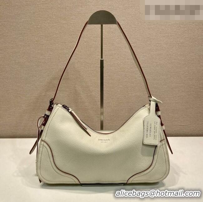Best Quality Prada Aimee large leather shoulder bag 1BC280 White 2026