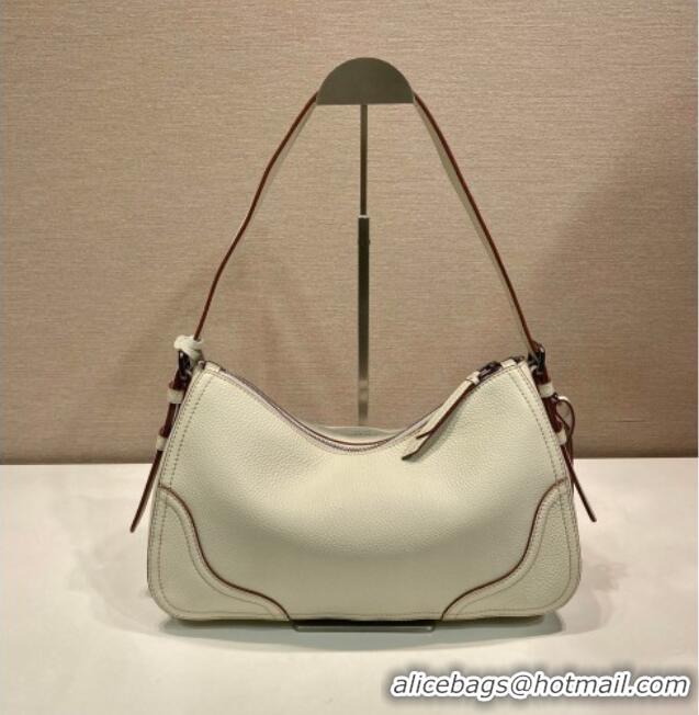 Best Quality Prada Aimee large leather shoulder bag 1BC280 White 2026