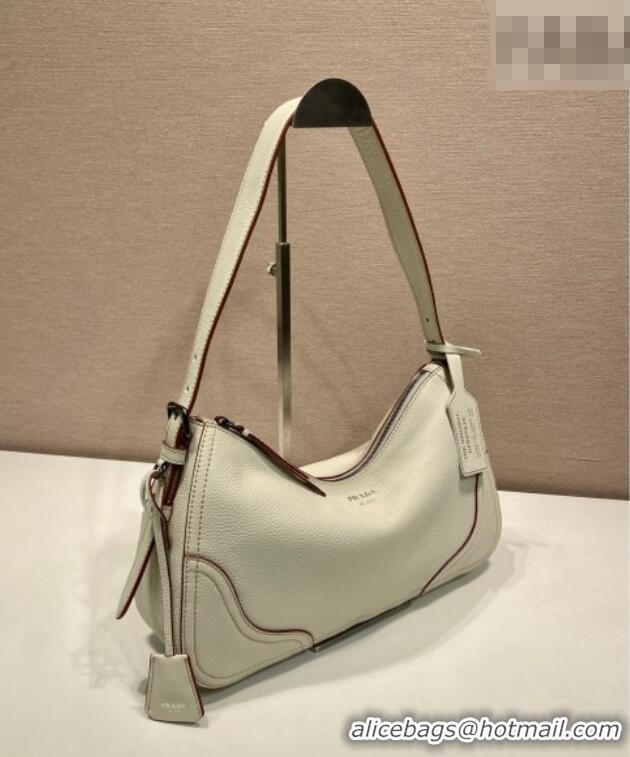 Best Quality Prada Aimee large leather shoulder bag 1BC280 White 2026