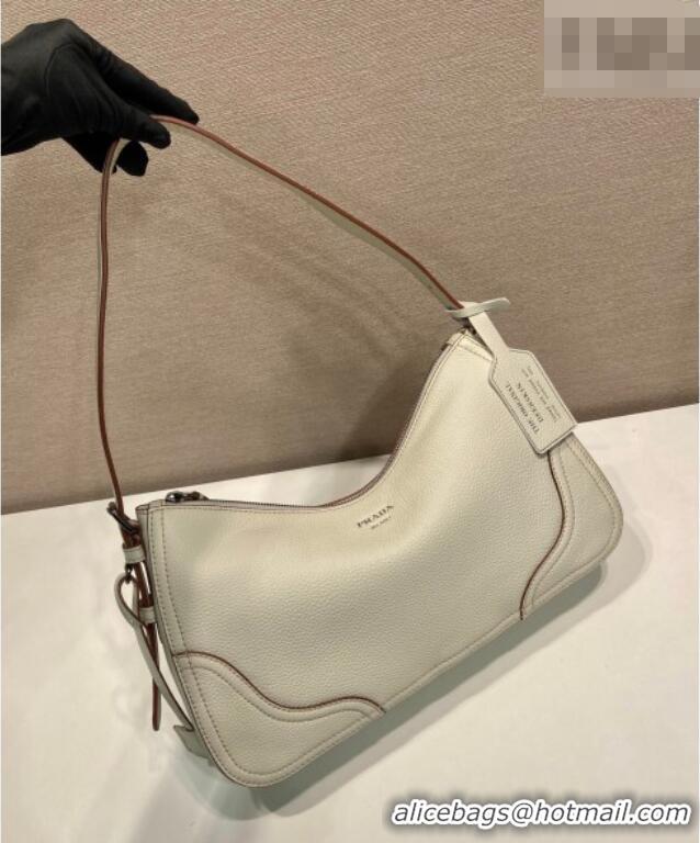 Best Quality Prada Aimee large leather shoulder bag 1BC280 White 2026