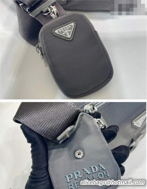 Famous Brand Prada Re-Nylon shoulder bag 1BD994 Grey 2026