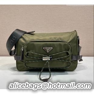 Best Price Prada Mens Speedrock Re-Nylon and leather shoulder bag 2VH192 Green 2026