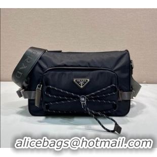 Top Grade Prada Mens Speedrock Re-Nylon and leather shoulder bag 2VH192 Black 2026