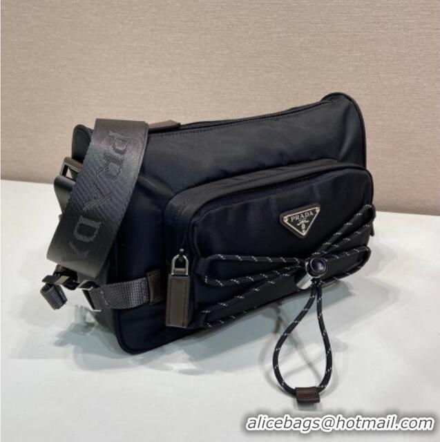Top Grade Prada Mens Speedrock Re-Nylon and leather shoulder bag 2VH192 Black 2026
