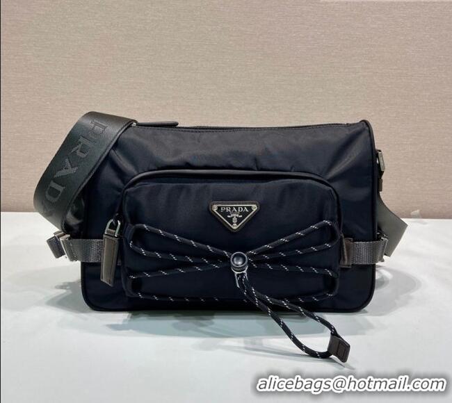 Top Grade Prada Mens Speedrock Re-Nylon and leather shoulder bag 2VH192 Black 2026