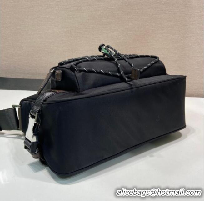Top Grade Prada Mens Speedrock Re-Nylon and leather shoulder bag 2VH192 Black 2026