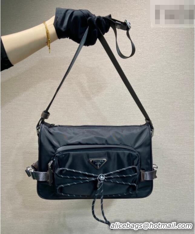 Top Grade Prada Mens Speedrock Re-Nylon and leather shoulder bag 2VH192 Black 2026