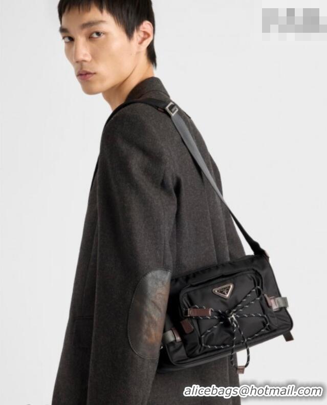 Top Grade Prada Mens Speedrock Re-Nylon and leather shoulder bag 2VH192 Black 2026