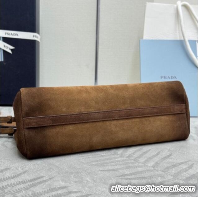 Super Quality Prada Enchaîné medium suede bag 1BC262 Dark Brown 2025