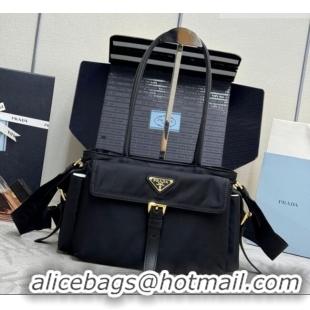 Promotional Prada Explore medium nylon tote bag 1BG596 Black 2025