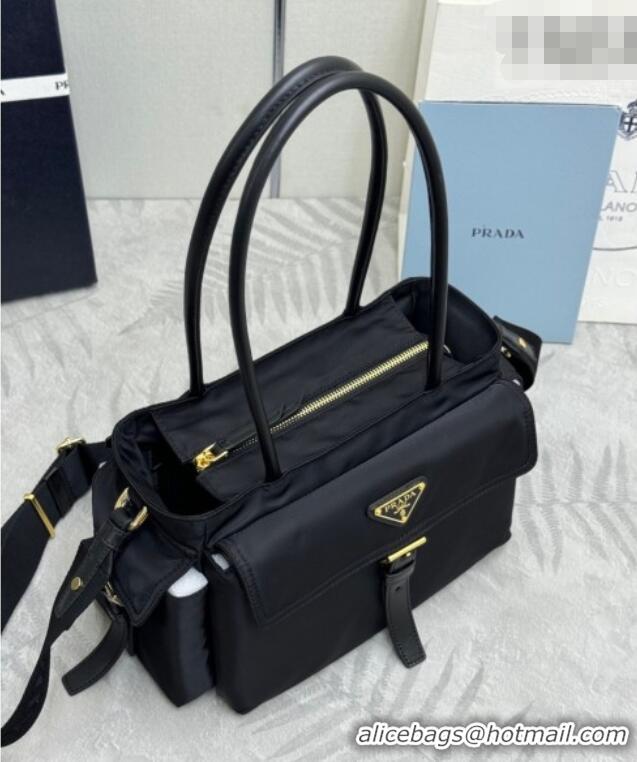 Promotional Prada Explore medium nylon tote bag 1BG596 Black 2025
