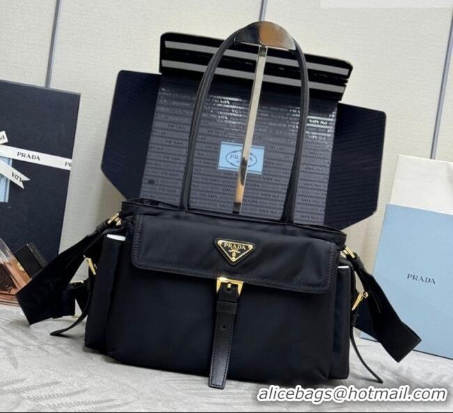 Promotional Prada Explore medium nylon tote bag 1BG596 Black 2025