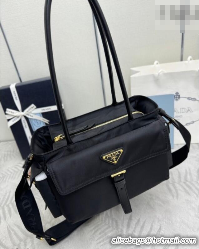 Promotional Prada Explore medium nylon tote bag 1BG596 Black 2025