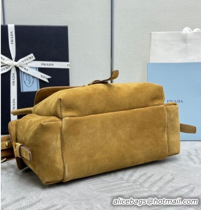 Top Quality Prada Explore medium suede tote bag 1BG596 Cinnamon Brown 2025