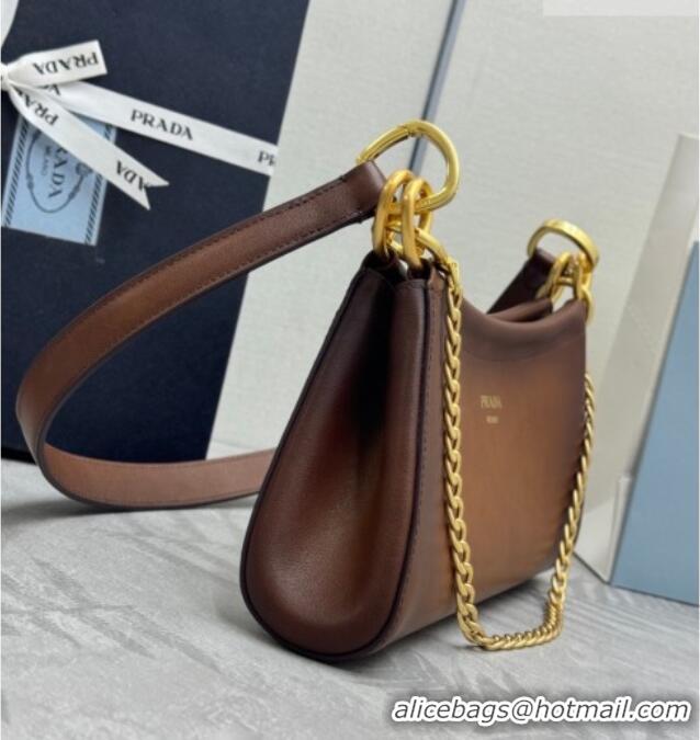 Buy Cheap Prada Enchaîné small leather bag 1BC261 Brown 2026