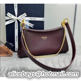 Well Crafted Prada Enchaîné small leather bag 1BC261 Burgundy 2026