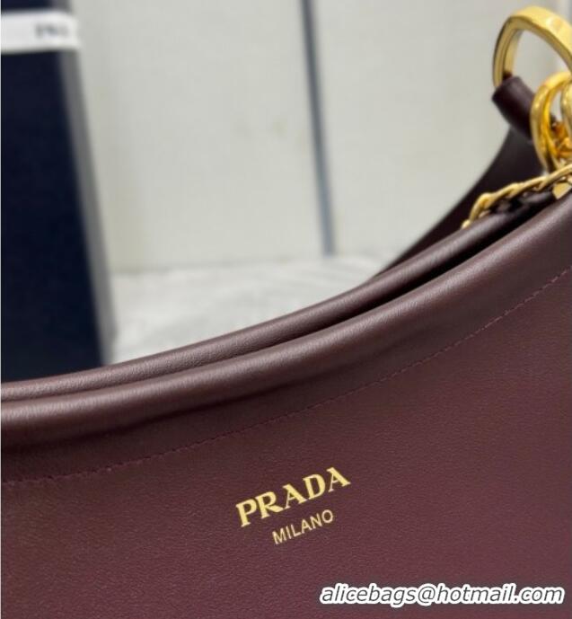 Well Crafted Prada Enchaîné small leather bag 1BC261 Burgundy 2026